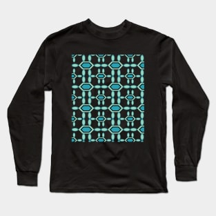 Geometric bleu color seamless pattern Long Sleeve T-Shirt